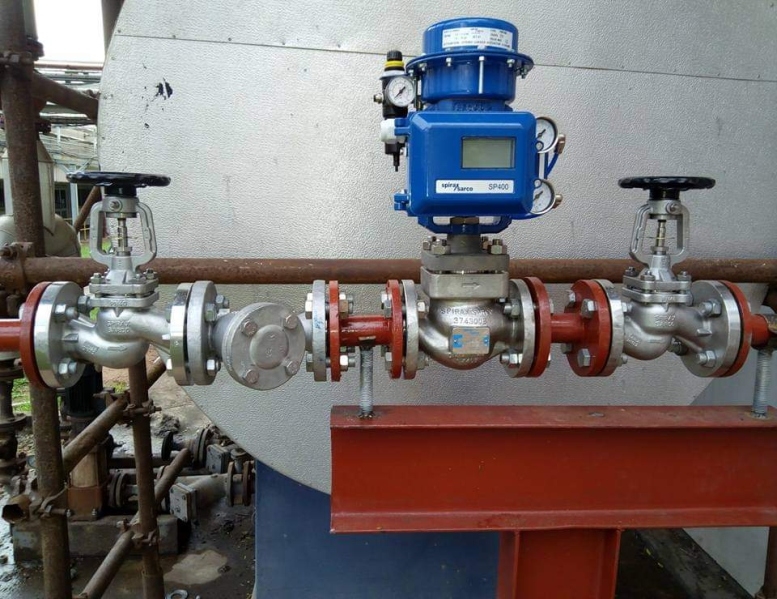 Main line industrial flow bypass control valve setup