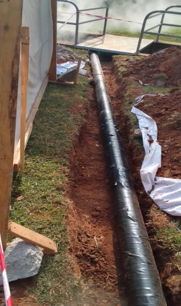 Excavation and insulation for underground plant pipes