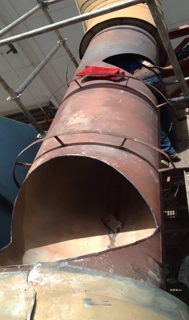 Large scale combustion heater exhaust duct assembly